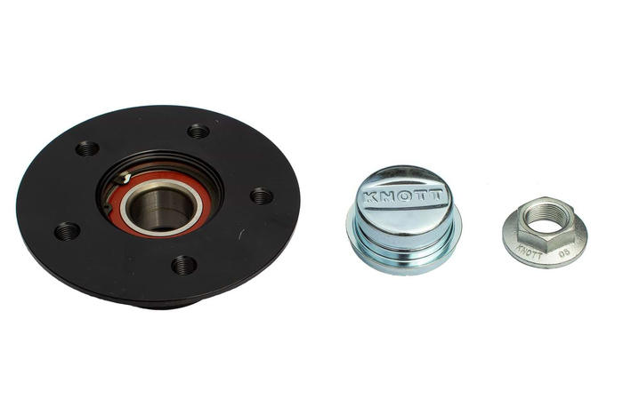 Buje con rodamiento para eje sin freno KNOTT 5x112, juego de tapas de tuercas