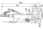 Dispositivo de inercia AL-KO 161S con enganche AK161 para remolque de 1600 kg con lanza cuadrada