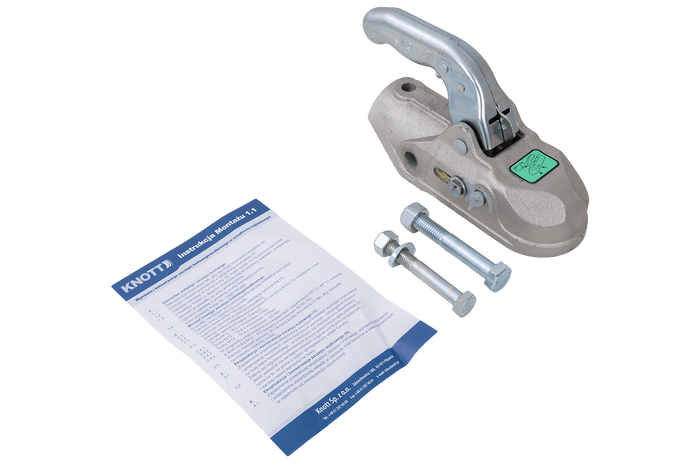 Enganche de bola KNOTT K35-A para remolque de 3500 kg con barra de tiro de tubo de 50 mm, hierro fundido