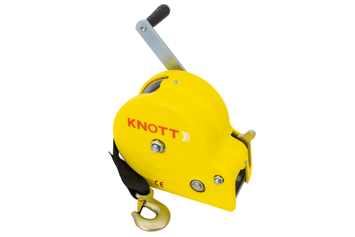Cabrestante KNOTT 450 KG con cinta carcasa amarilla