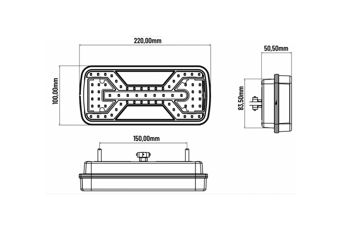 Luz trasera LED KAMAR X-SPIDER L2425 5 funciones universal