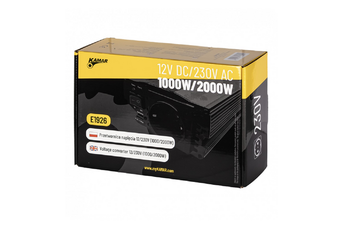 Convertidor de voltaje 12V/230V (1000/2000W) KAMAR E1926