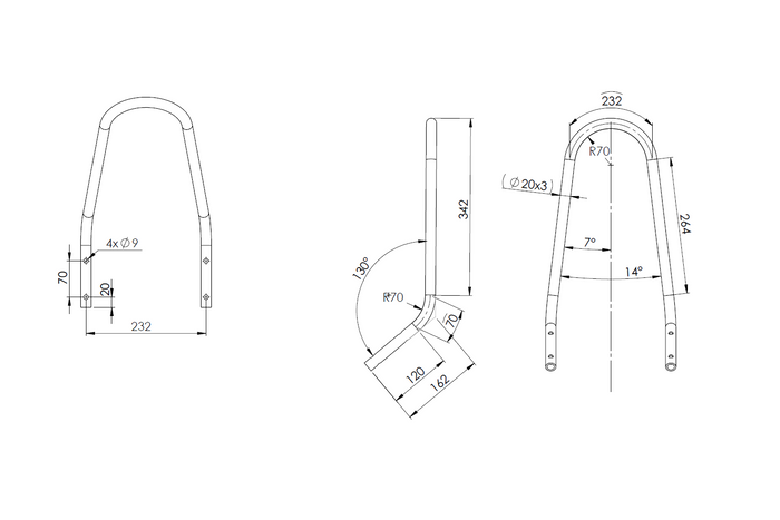 Soporte de bloqueo de rueda delantera para remolques UNITRAILER MOTO 1 y MOTO 3