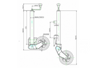 Rueda jockey automática UNITRAILER con manivela 500 kg 60 mm 660-904 mm
