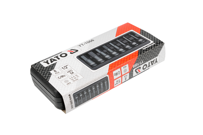 Llaves de impacto hexagonales YATO YT-1066, 6-19 mm, 8 piezas.