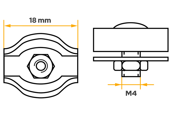 Abrazadera de cuerda simple DROMET ZLS1.3 para cuerdas de 3 mm