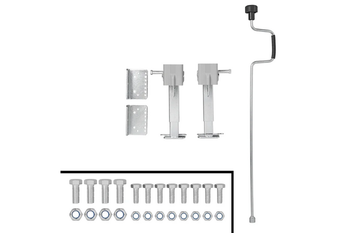 Juego de dos soportes extensibles con manivela y montaje ProPlus 361500 para remolque de plataforma plana de 1000 kg (290-460 mm)
