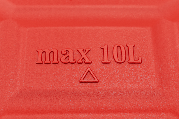 Bidón de plástico HERMON de 10 l con embudo, color rojo