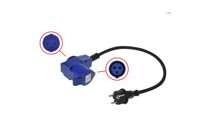 Adaptador con clavija Schuko para conector acodado CEE + base Schuko Proplus 373528 cable 40cm