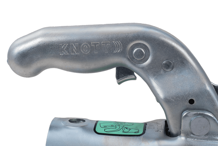 Enganche de bola KNOTT K20-B para remolque de 2000 kg con barra de tiro de tubo de 45 mm, hierro fundido