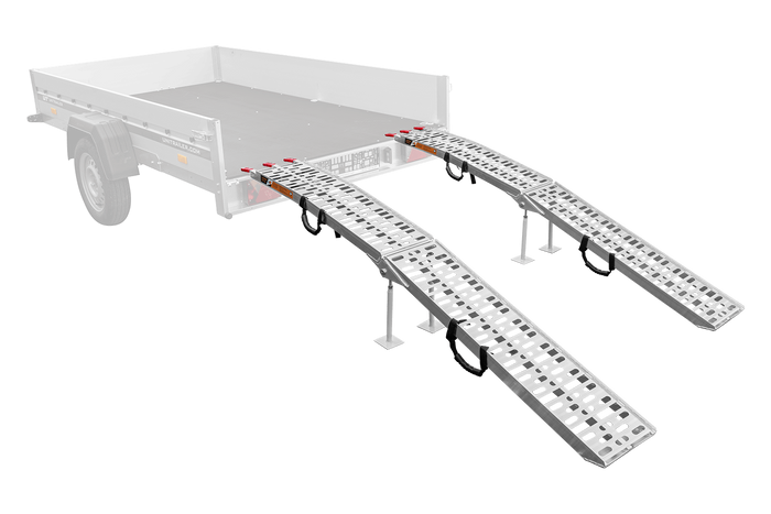 Rampas plegables UNITRAILER ALR003 de aluminio para remolques de 221 cm y 680 kg con correa y soporte, juego de 2