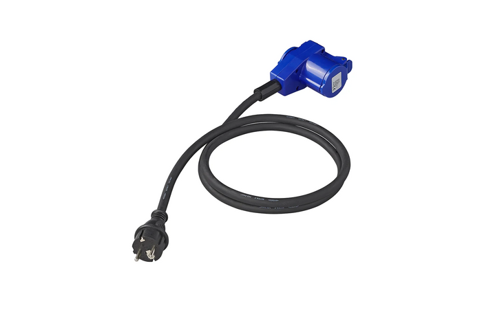 Adaptador con enchufe Schuko y conector angular CEE + toma Schuko 16A ProPlus 373528DE cable 150cm