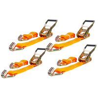 Juego de cuatro correas de transporte UNITRAILER de 2 m/50 mm/5 t de color naranja con tensor.