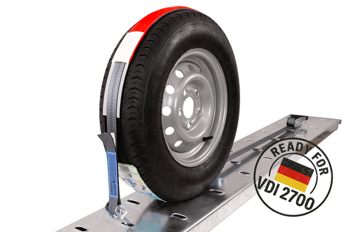 Correa de transporte para grúa HEFFA CARLINE 130, correa de sujeción de ruedas, 2,8 m/35 mm/3 t, VDI 2700