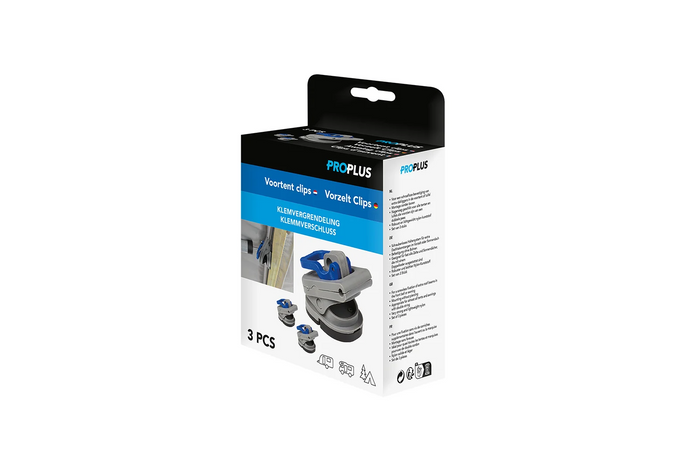 Juego de tres clips para fijar el toldo de la tienda de campaña remolcable ProPlus 361735.