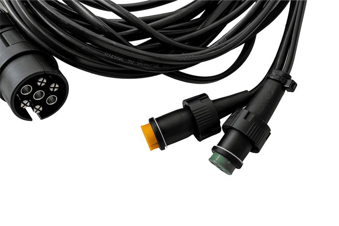 ASPÖCK Instalación eléctrica Arnés de remolque 4,5 m 7 PIN Conectores bayonetas 2x 5 PIN