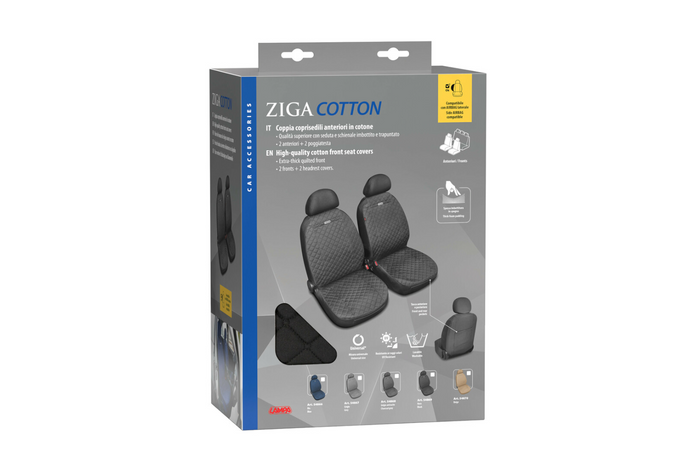 Fundas de asiento de coche LAMPA Ziga, color negro, para los asientos delanteros