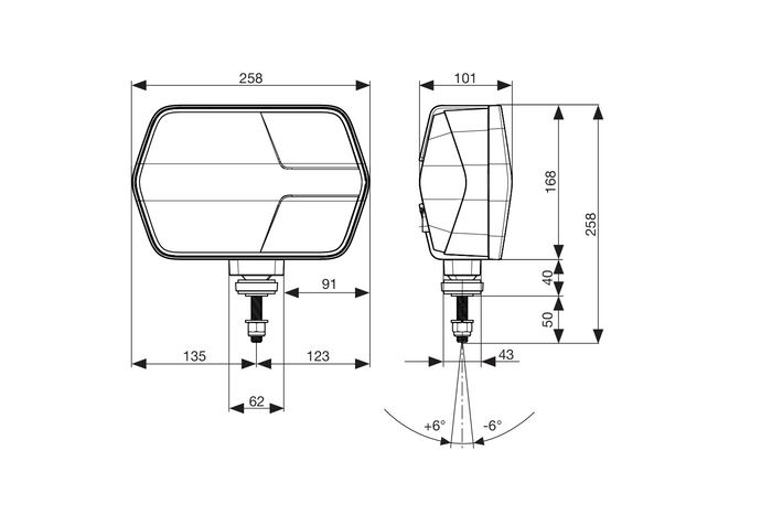Faro delantero LED ASPÖCK LuxLED II de 7 funciones y 6 pines, DEUTSCH DT06-6S (izquierdo)