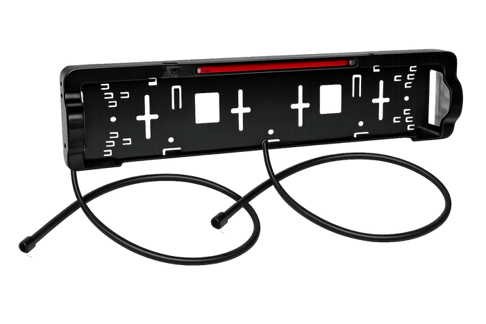 Marco para matrícula con iluminación LED y luz de freno ASPÖCK de 12 V, cable de 0,8 m y 1 m.