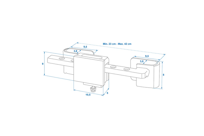 Sistema antirrobo para remolque portacontenedores ProPlus 381341V01, cerradura ajustable de 23 a 42 cm.