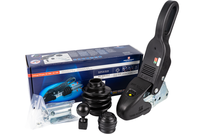 Enganche de bola WINTERHOFF WS3000 con estabilizador para remolque de 3000kg con lanza tubular de 35-50mm, hierro fundido