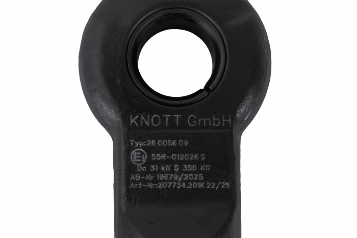 Enganche de ojo KNOTT KK7293S para remolque de 3500 kg con lanza tubular de 45 mm, nuevo modelo
