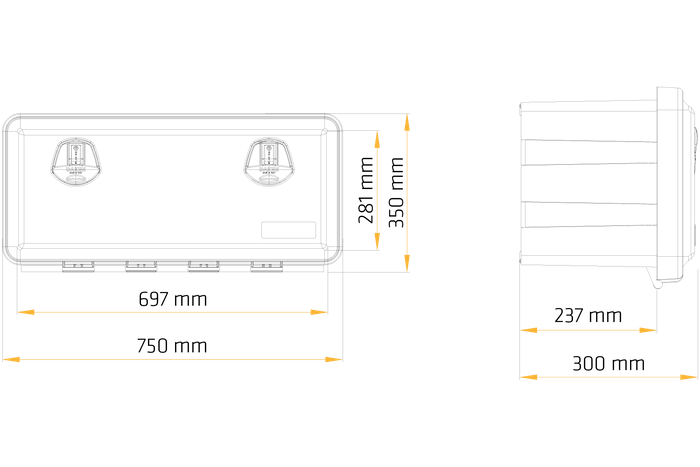 DAKEN 81105 JUST caja de herramientas 750x350x300mm 48l con soportes de montaje