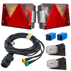 Juego de luces: luces traseras ASPÖCK MULTIPOINT IV + luces de posición laterales ASPÖCK FLEXIPOINT I + arnés MANTES 5,2 m 13PIN
