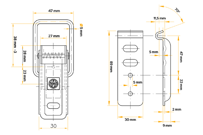 Enganche lateral con cierre WINTERHOFF BV 60-1 + BVG 60-A cierre lateral completo para remolque