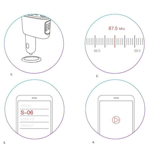Transmisor MP3 FM Bluetooth 4.2 tipo T BASEUS + cargador de coche 2x USB 3.4A