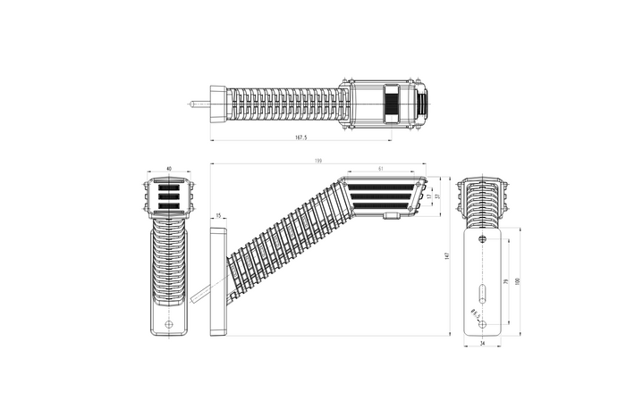 WAŚ 2552P W297.5.1 Luz de posición derecha LED SPOT en un brazo largo