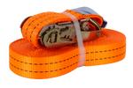 Juego de cuatro correas de transporte UNITRAILER de 12 m/35 mm/2 t de color naranja con tensor.
