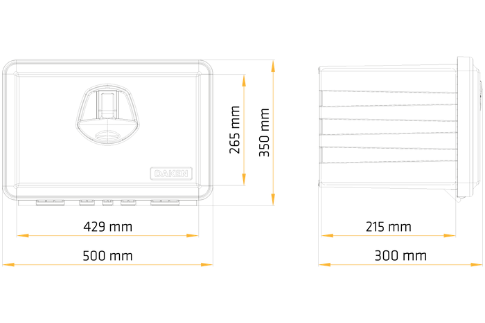 DAKEN 81100 JUST caja de herramientas 500x350x300mm 27l con soportes de montaje
