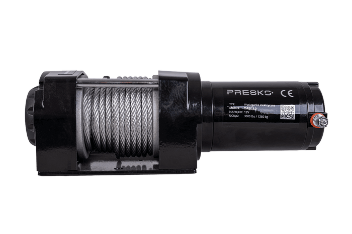 Cabrestante eléctrico para remolque PRESKO T-REX 3.0 12V 1360kg con cable de acero de 11m