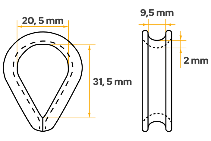 Guardacabos de cuerda DROMET KU.8 de acero con cierre de 8 mm