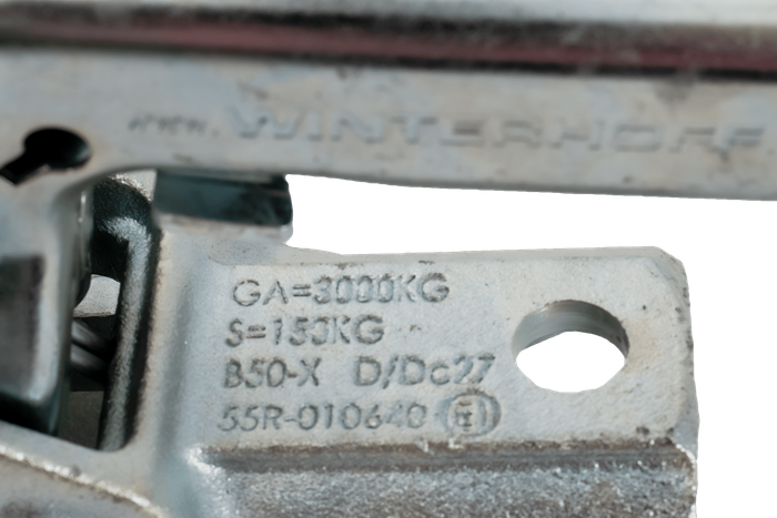 Enganche de bola WINTERHOFF WW30-D3-K1414 para remolque de 3000 kg con barra de tiro tubular de 50 mm, hierro fundido