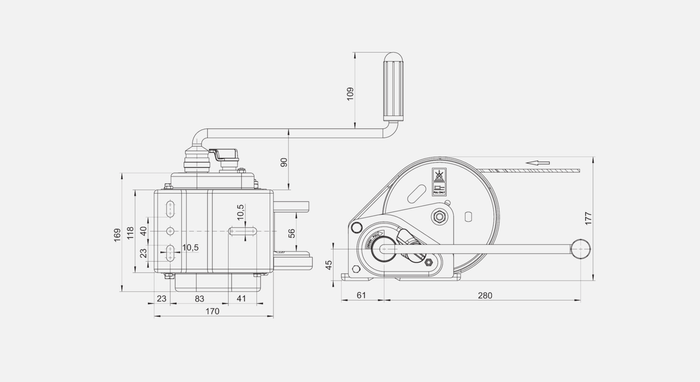 Cabrestante, cabrestante manual para grúa remolque AL-KO de 900kg con correa de 7m, freno y desenrollado automático