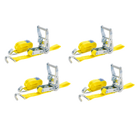 Juego de cuatro correas de transporte UNITRAILER amarillas de 3 m/25 mm/1 t con tensor.