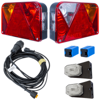 Juego de luces: luces traseras DOBPLAST DPT35 + luces de posición laterales ASPÖCK FLEXIPOINT I + arnés MANTES 4,5 m 13PIN