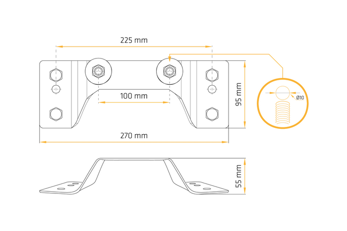 Soporte de montaje de rueda de repuesto para remolque UNITRAILER GARDEN KIPP con reflector