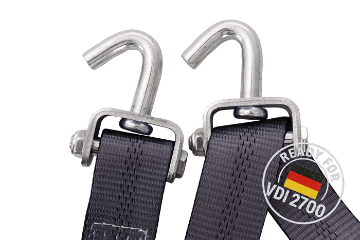 Juego de cuatro correas de transporte para remolque HEFFA CARLINE 130, correas de sujeción de ruedas de 5 m/50 mm/5 t VDI 2700