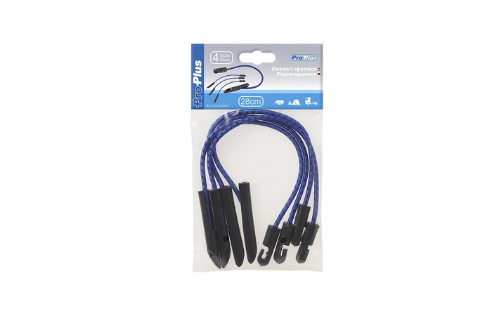 Juego de cuatro clips para lona ProPlus 342180, cordones multifuncionales flexibles, 280 mm