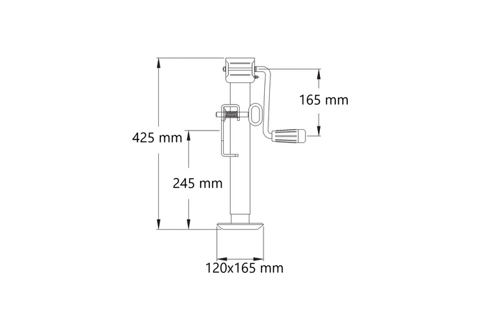 Soporte de manivela extensible KNOTT LF3101 para remolque de plataforma plana de 1300 kg, 425-675 mm
