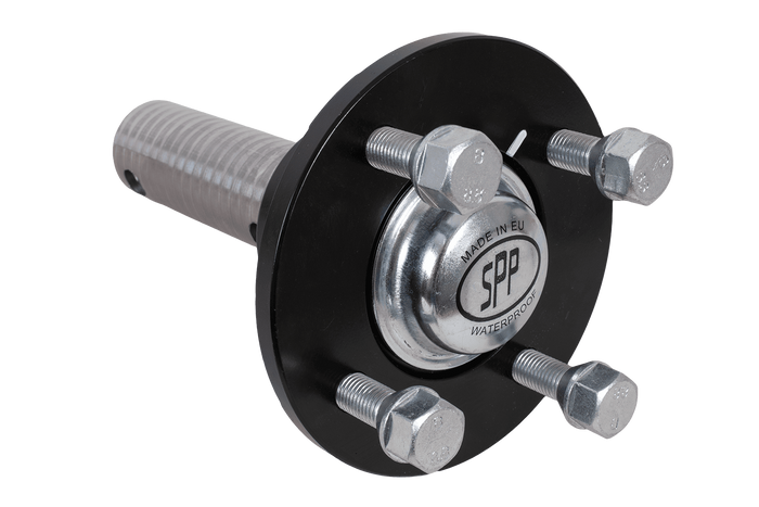 Buje con pasador y rodamiento para eje sin freno STEELPRESS 4x100 750 kg, juego de tuerca y tapa