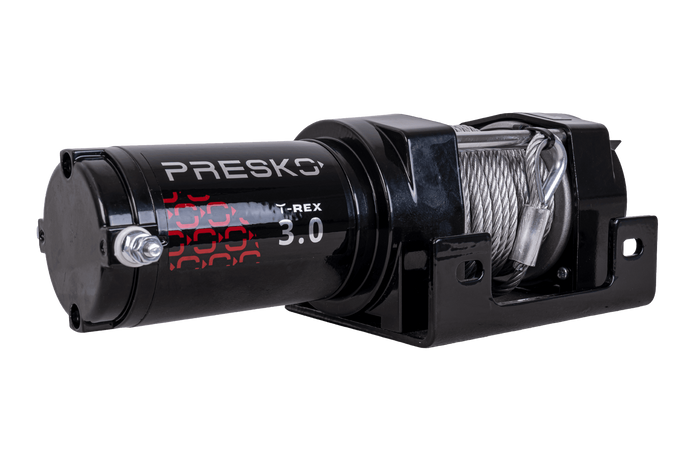 Cabrestante eléctrico para remolque PRESKO T-REX 3.0 12V 1360kg con cable de acero de 11m