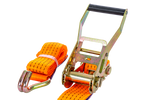 Juego de cuatro correas de transporte UNITRAILER de 2 m/50 mm/5 t de color naranja con tensor.