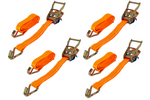 Juego de cuatro correas de transporte UNITRAILER de 5 m/35 mm/2 t de color naranja con tensor.