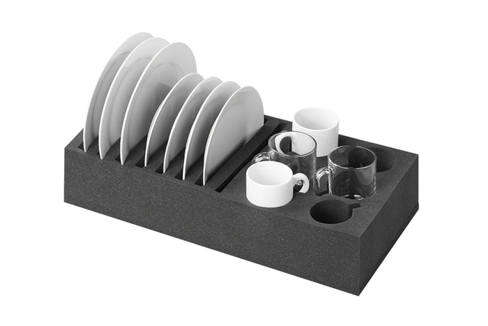 ProPlus 761472PMV02 Soporte de espuma para platos de camping, con capacidad para 8 platos y 6 vasos.