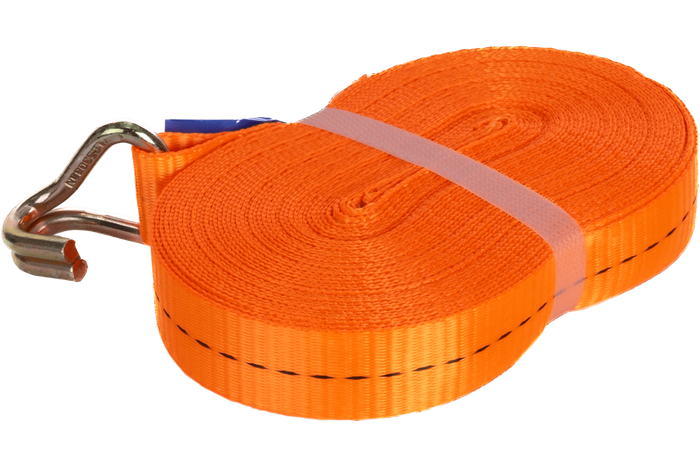 Juego de cuatro correas de transporte UNITRAILER de 12 m/25 mm/1 t de color naranja con tensor.