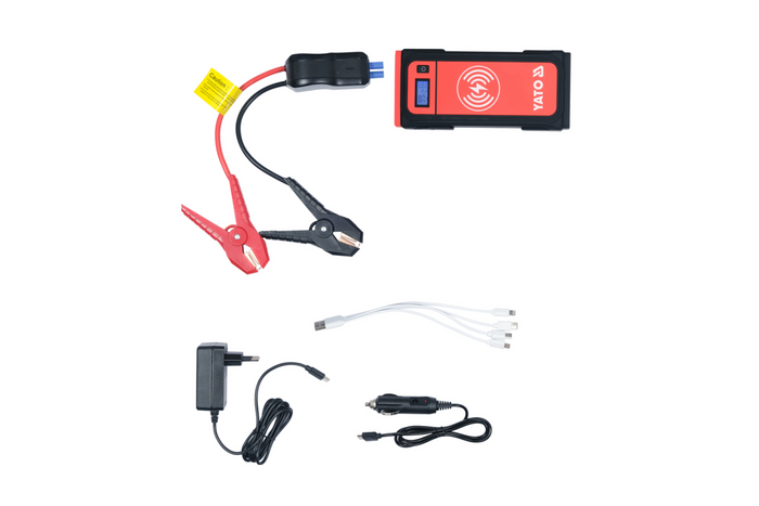 Banco de energía arrancador de batería YATO YT-83085 de 16000 mAh con carga inductiva